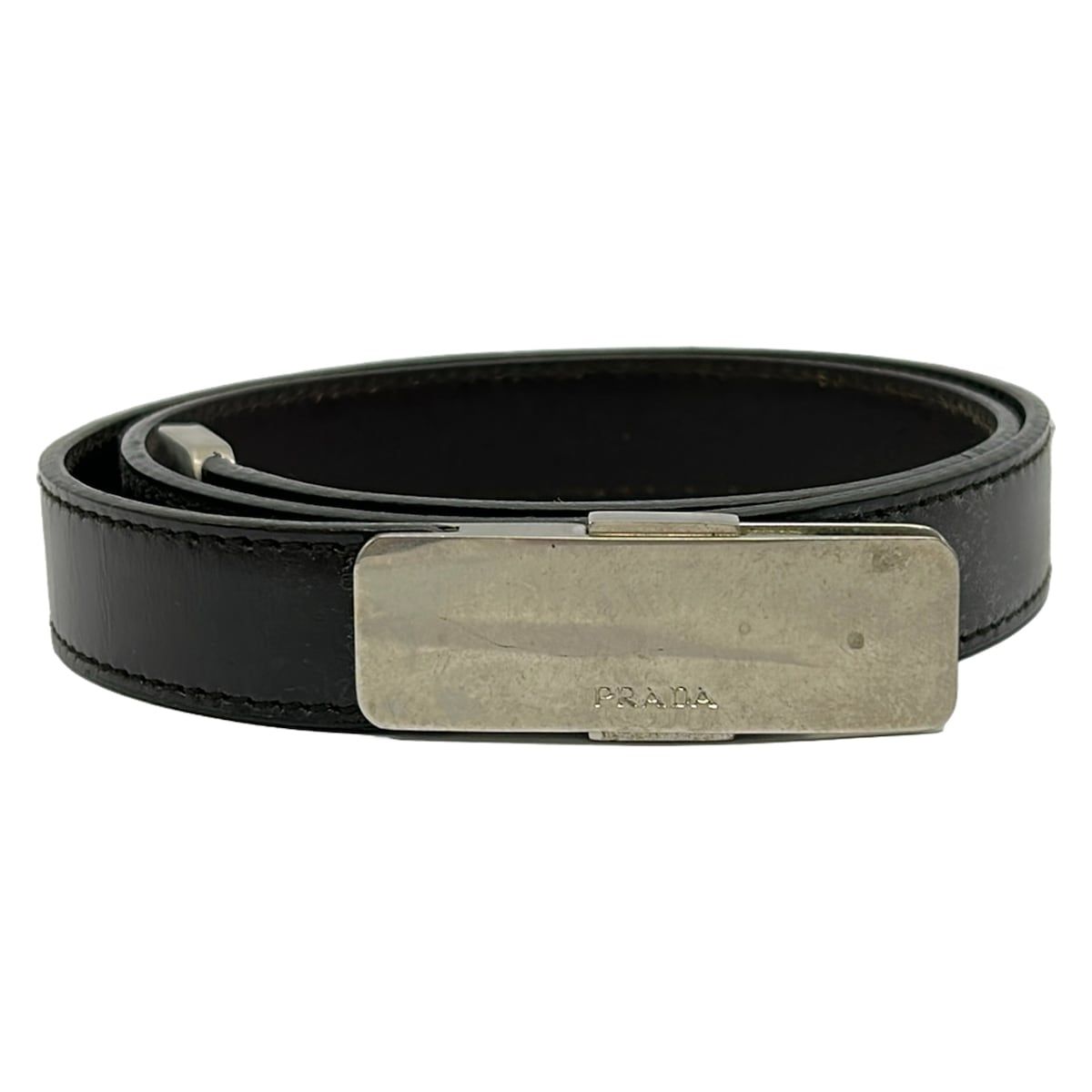 Prada Belt 30/75 Dark Brown Silver Leather