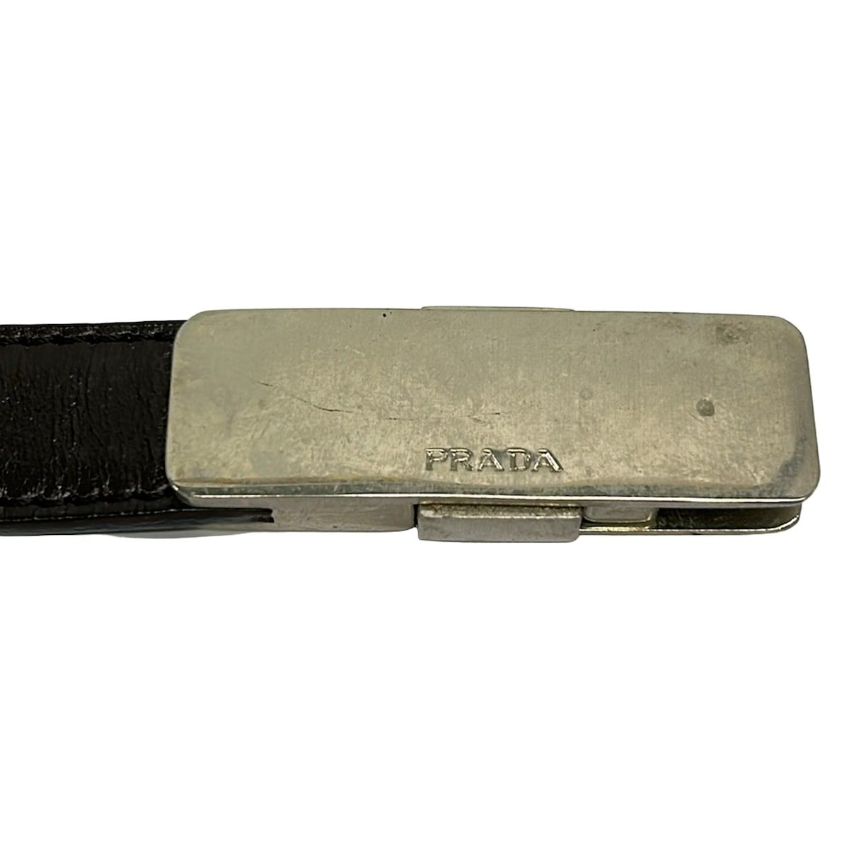 Prada Belt 30/75 Dark Brown Silver Leather — view 3