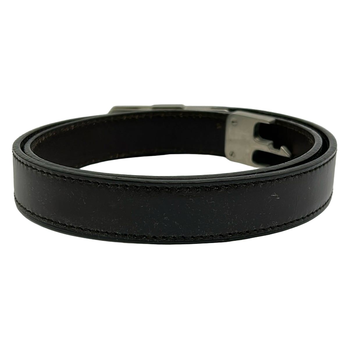 Prada Belt 30/75 Dark Brown Silver Leather — view 2
