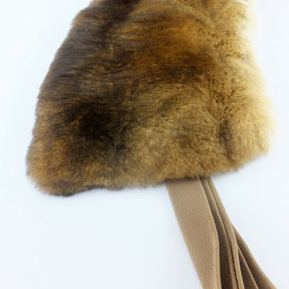 Fendi Tippet Brown Real Fur Silk 100% Collar Shawl Scarf — view 5