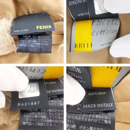 Fendi Tippet Brown Real Fur Silk 100% Collar Shawl Scarf — view 8