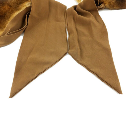 Fendi Tippet Brown Real Fur Silk 100% Collar Shawl Scarf — view 4