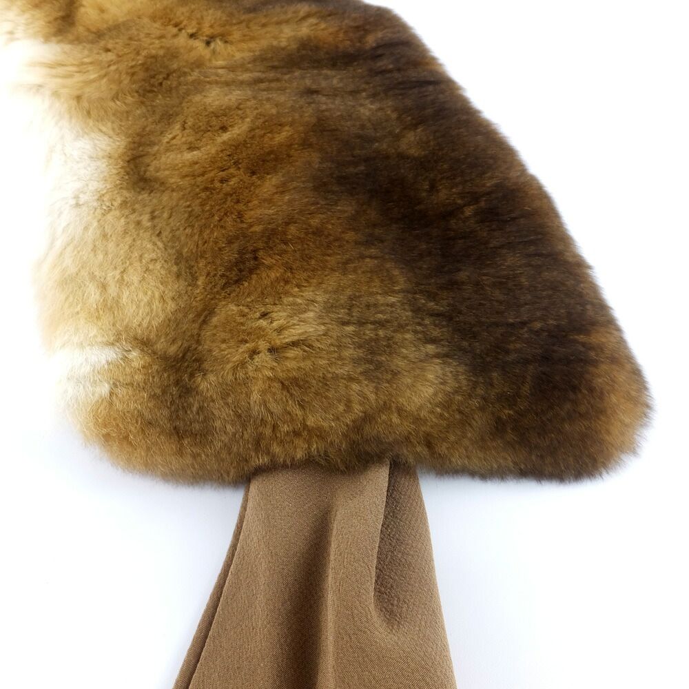Fendi Tippet Brown Real Fur Silk 100% Collar Shawl Scarf — view 6