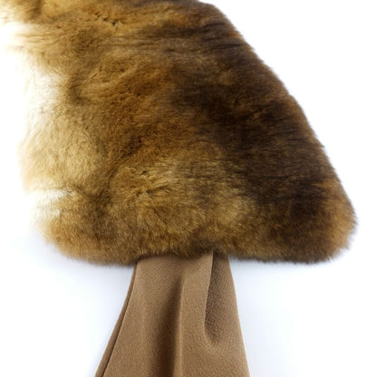 Fendi Tippet Brown Real Fur Silk 100% Collar Shawl Scarf — view 6