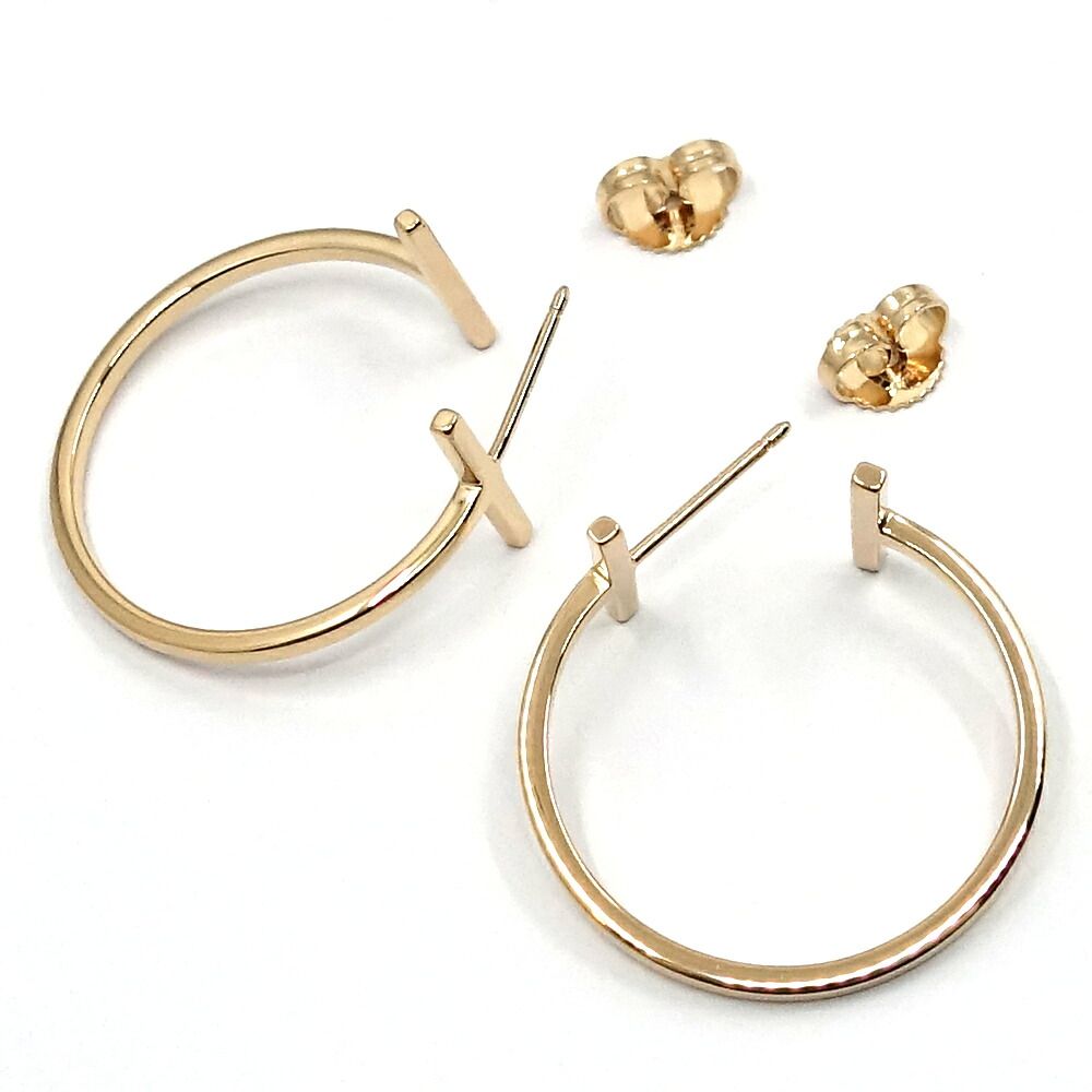 Tiffany & Co 18K Pink Gold T Wire Hoop Earrings Medium Rose — view 5