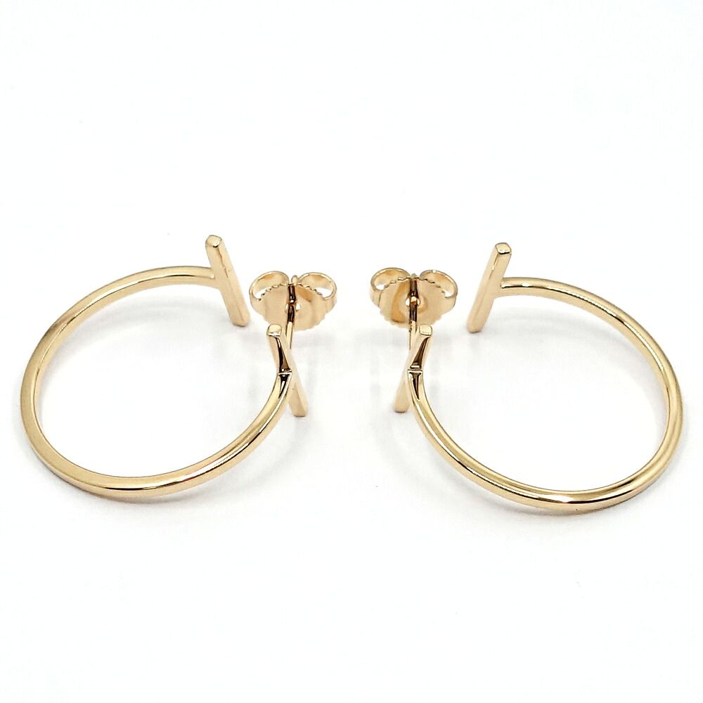 Tiffany & Co 18K Pink Gold T Wire Hoop Earrings Medium Rose — view 3