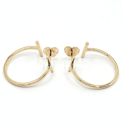 Tiffany & Co 18K Pink Gold T Wire Hoop Earrings Medium Rose — view 3