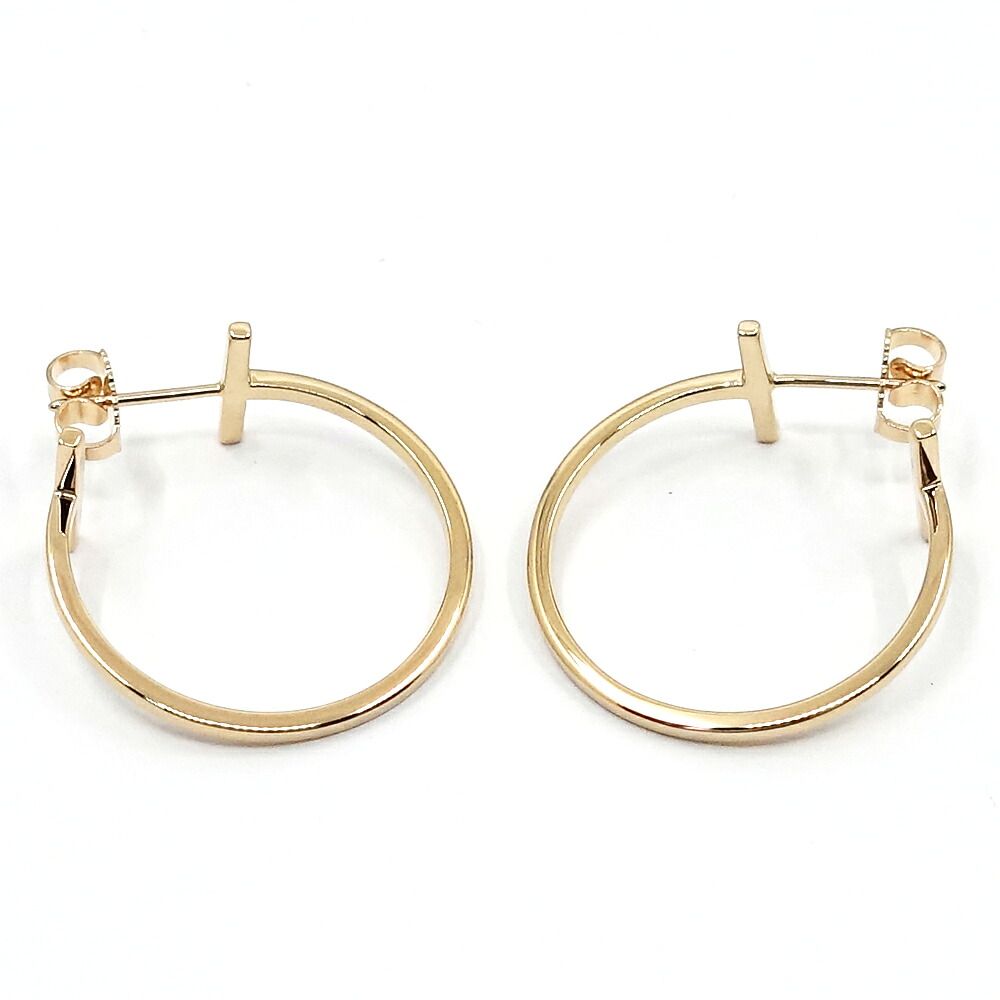 Tiffany & Co 18K Pink Gold T Wire Hoop Earrings Medium Rose — view 4