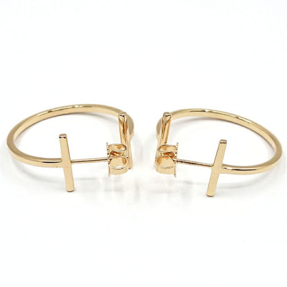 Tiffany & Co 18K Pink Gold T Wire Hoop Earrings Medium Rose — view 2