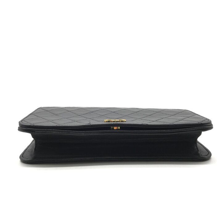 Chanel Quilted Push Chain Shoulder Bag Black — view 4