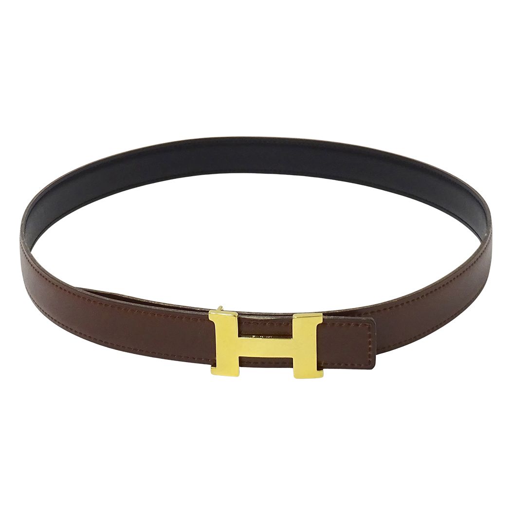 Hermes Belt H Box Calf Black Brown Gold 75 Reversible — view 8