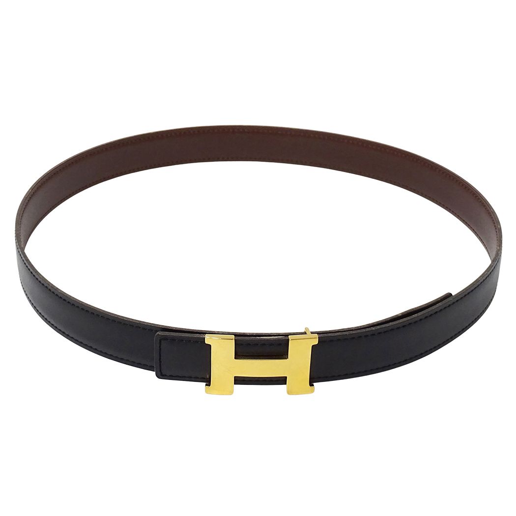 Hermes Belt H Box Calf Black Brown Gold 75 Reversible — view 2