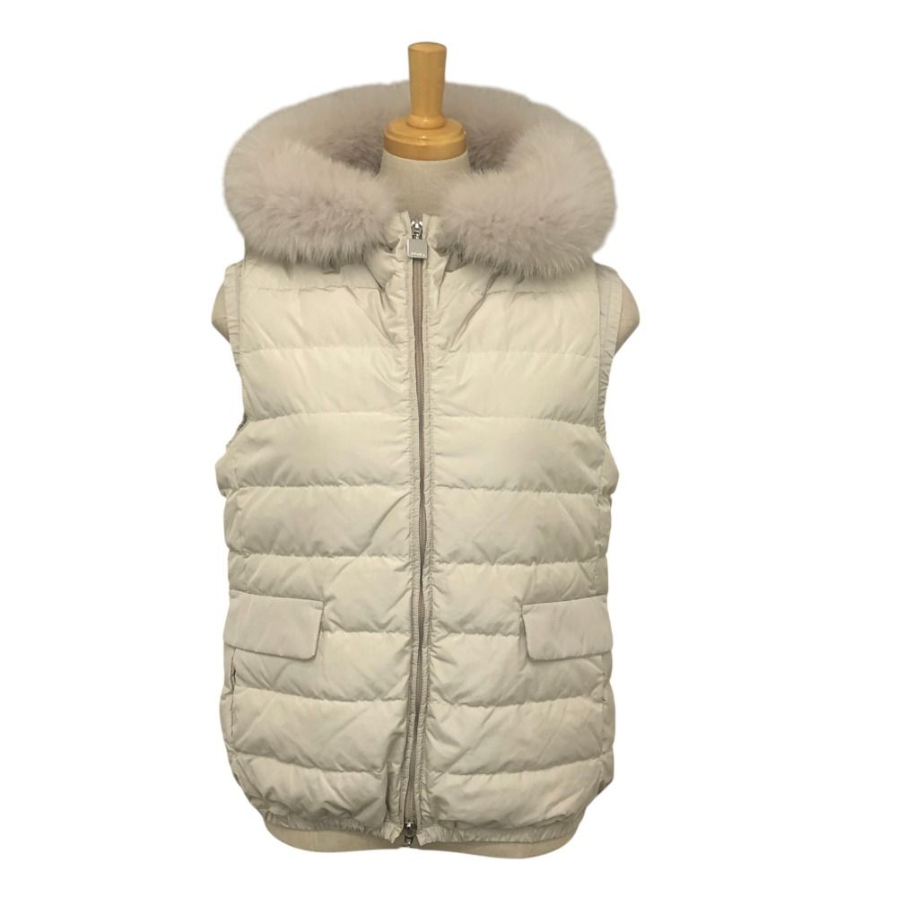 Max Mara Down Vest S Nylon Beige