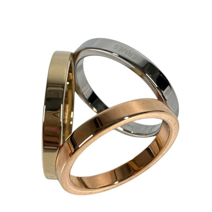Hermes Scarf Ring Trio Metal Silver