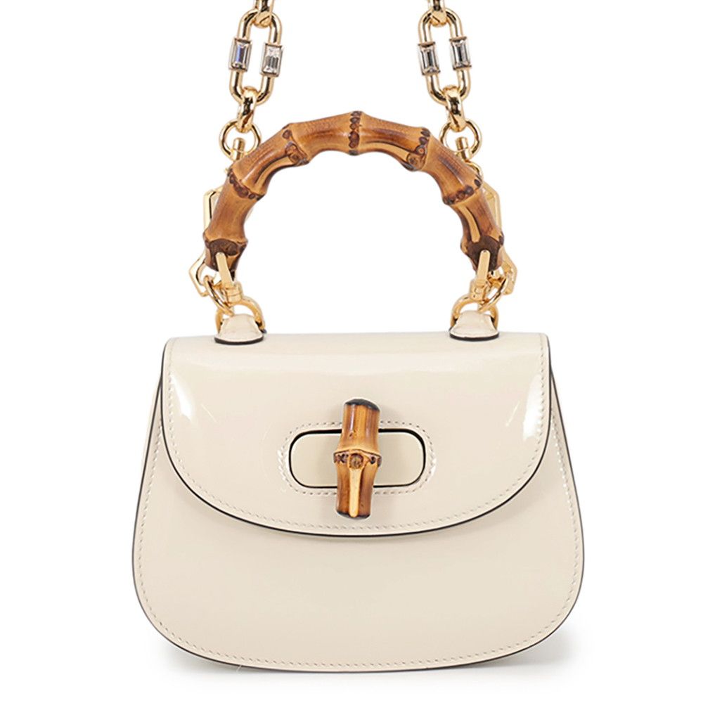 Gucci Handbag Bamboo Mini Patent Leather Rhinestone 2-Way