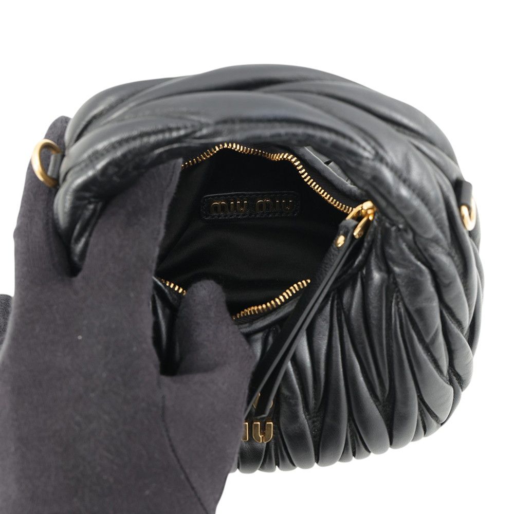 Miu Miu Handbag Wonder Matelasse Hobo Mini Leather 2-Way Black — view 6