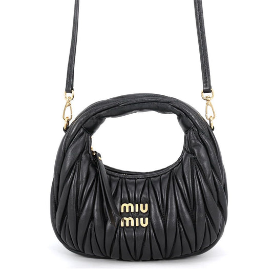 Miu Miu Handbag Wonder Matelasse Hobo Mini Leather 2-Way Black