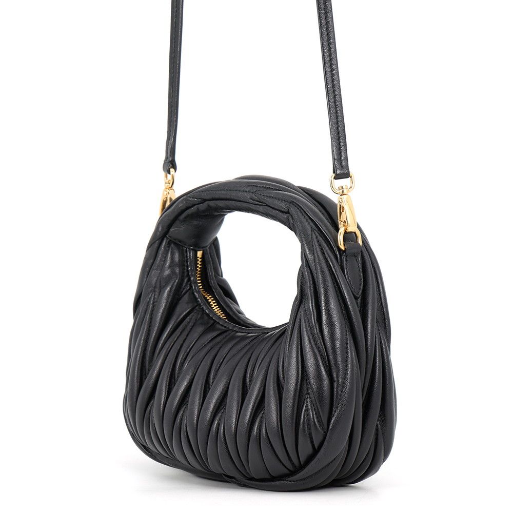 Miu Miu Handbag Wonder Matelasse Hobo Mini Leather 2-Way Black — view 2