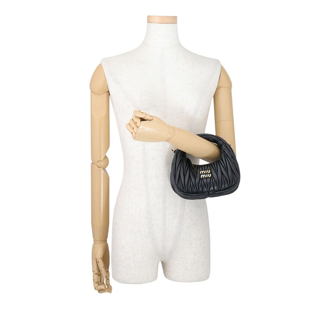 Miu Miu Handbag Wonder Matelasse Hobo Mini Leather 2-Way Black — view 4