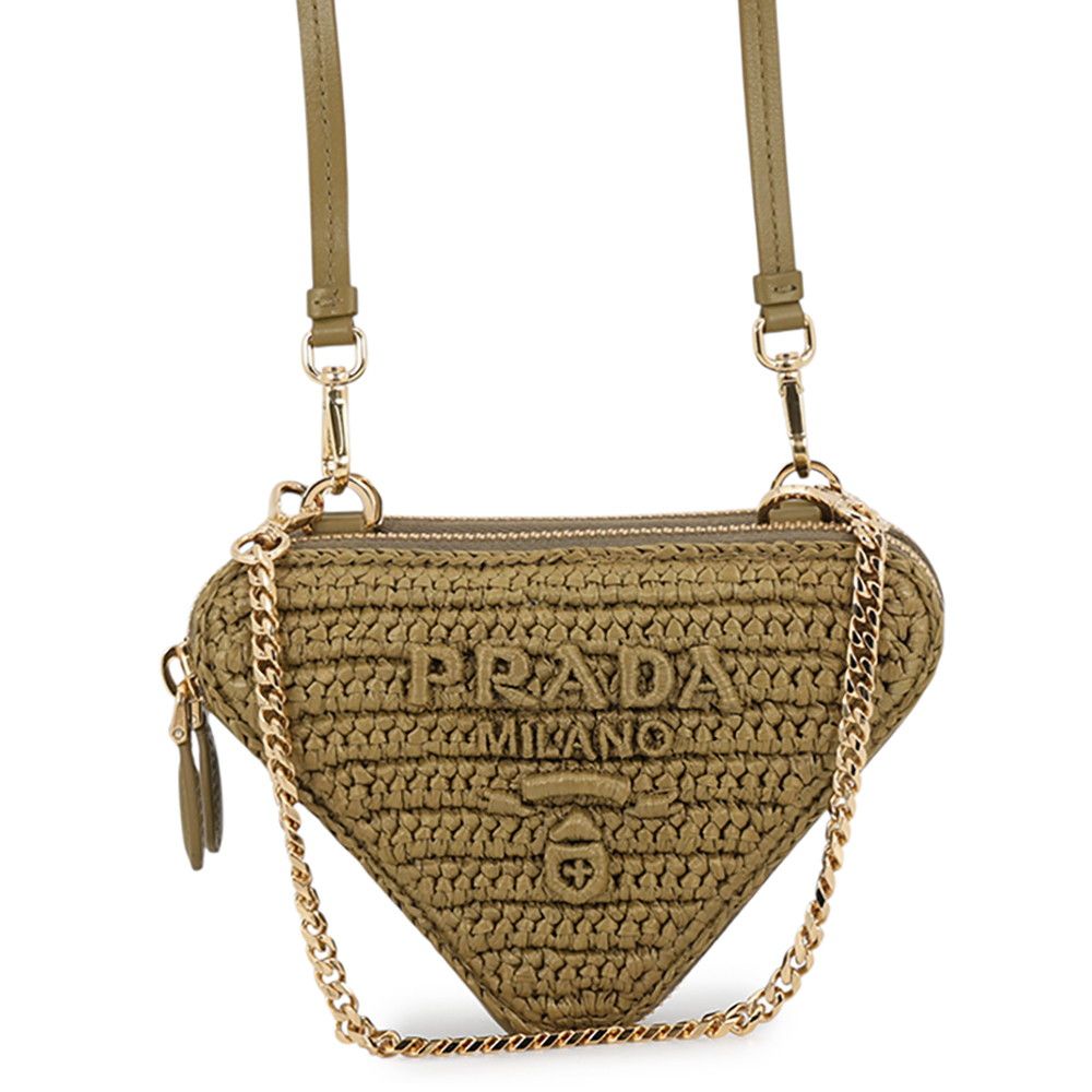 Prada Shoulder Bag Clochette Mini Pouch Raffia