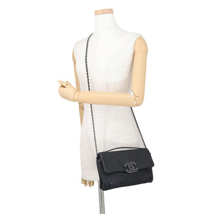 Chanel Chain Shoulder Bag Quilted CC Logo Hamptons Line Leather Black — view 5