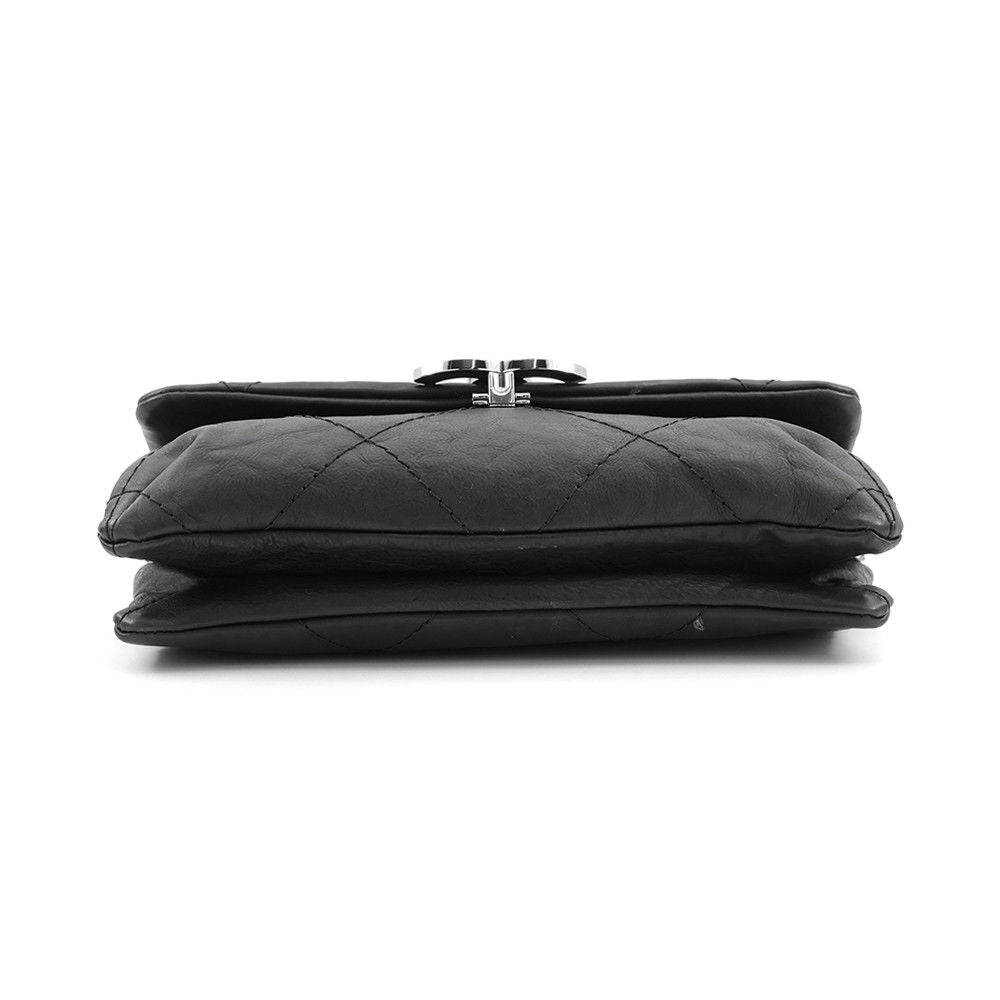 Chanel Chain Shoulder Bag Quilted CC Logo Hamptons Line Leather Black — view 3