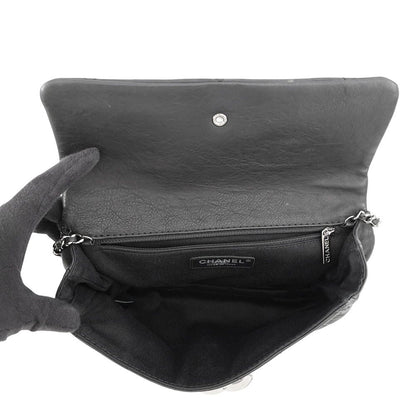 Chanel Chain Shoulder Bag Quilted CC Logo Hamptons Line Leather Black — view 6