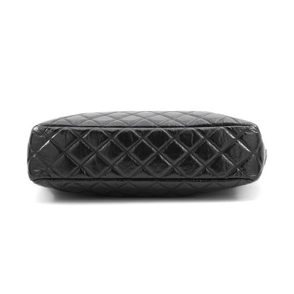 Chanel Chain Tote Bag CC Logo Quilted Shiny Aged Calfskin Black — view 3