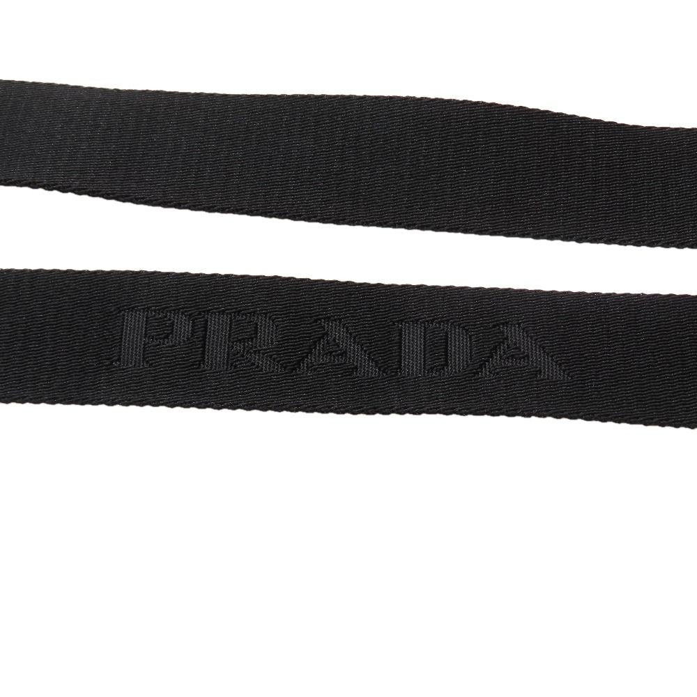 Prada Shoulder Strap Logo Nylon Leather D for Bag with Ring Black Silver — view 2