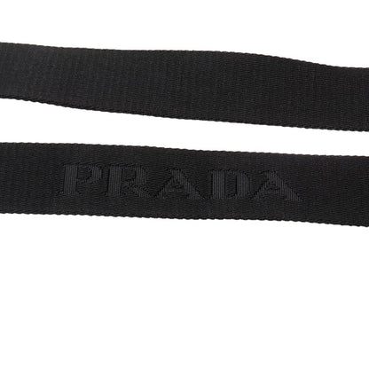 Prada Shoulder Strap Logo Nylon Leather D for Bag with Ring Black Silver — view 2