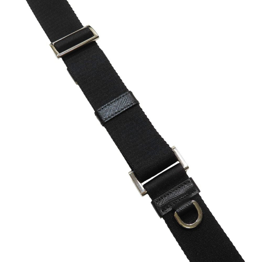 Prada Shoulder Strap Logo Nylon Leather D for Bag with Ring Black Silver — view 3