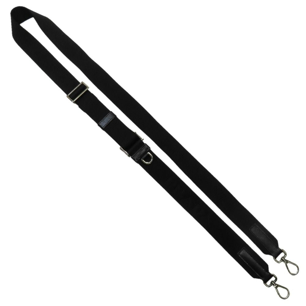 Prada Shoulder Strap Logo Nylon Leather D for Bag with Ring Black Silver