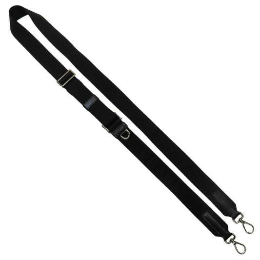 Prada Shoulder Strap Logo Nylon Leather D for Bag with Ring Black Silver