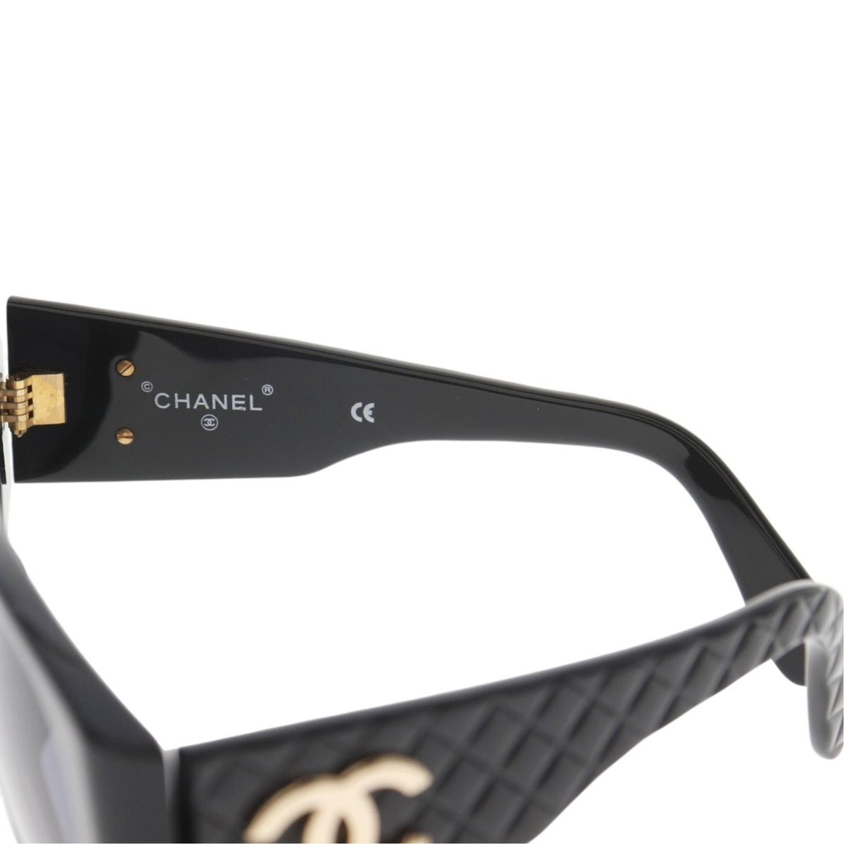 Chanel CC Logo Quilted Acetate Black Sunglasses Eyewear — view 5