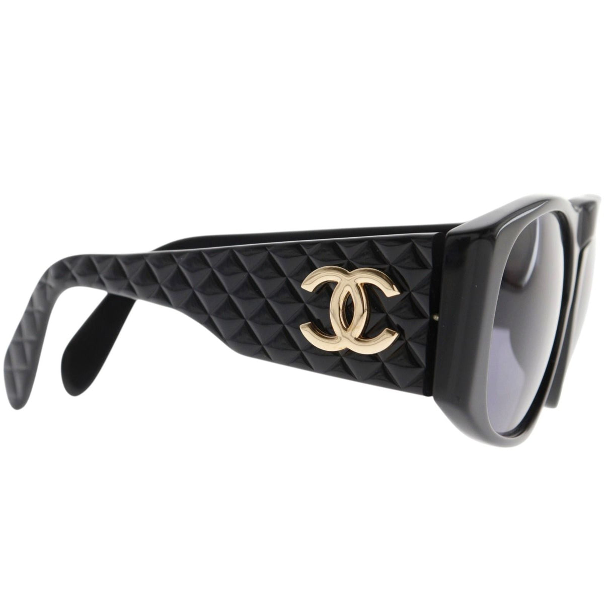 Chanel CC Logo Quilted Acetate Black Sunglasses Eyewear — view 2