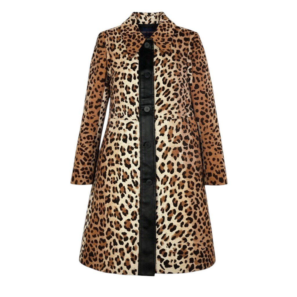 Louis Vuitton Pre Fall Collection Leopard Technical Wool Coat Brown 38