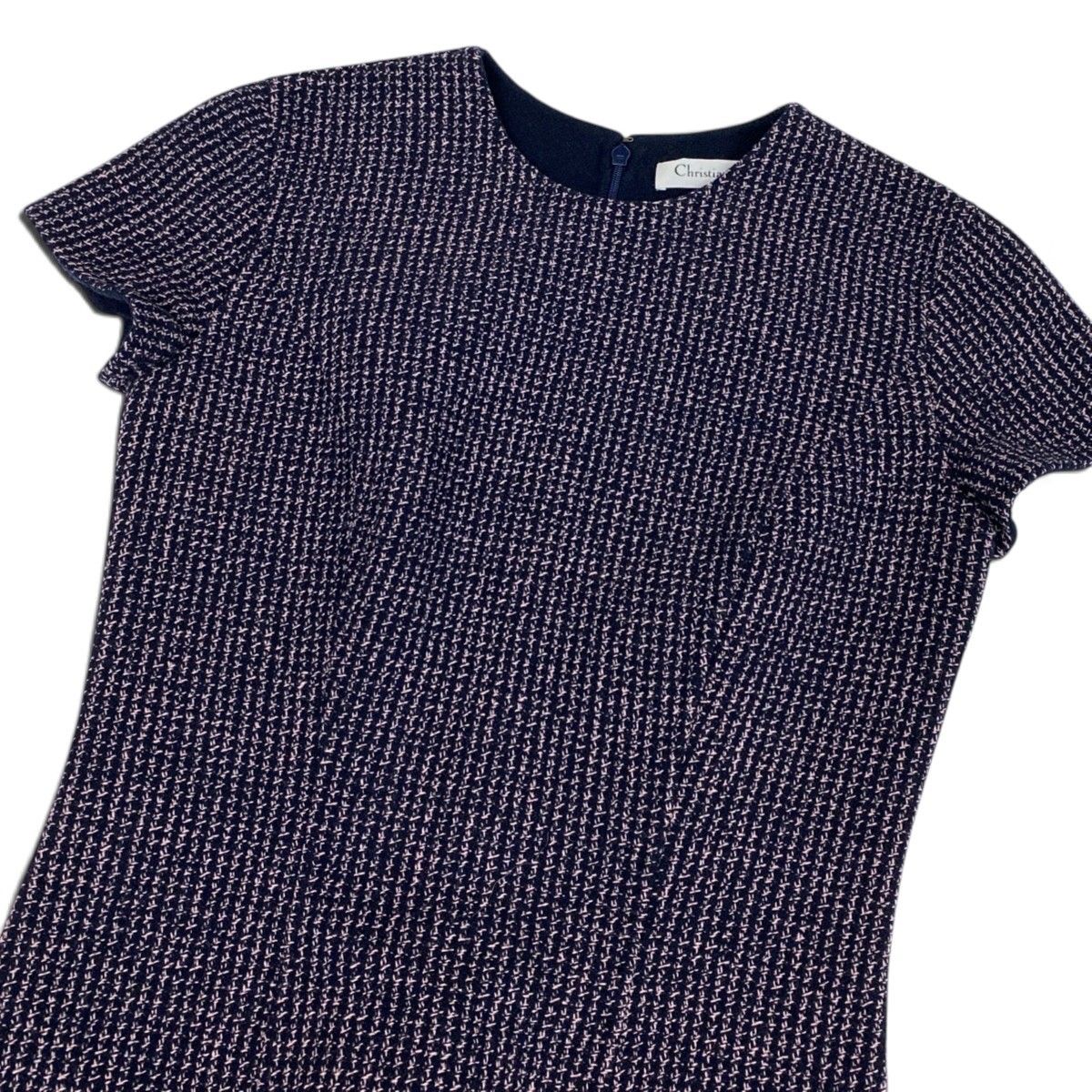 Dior Tweed Dress Navy Pink Wool — view 4