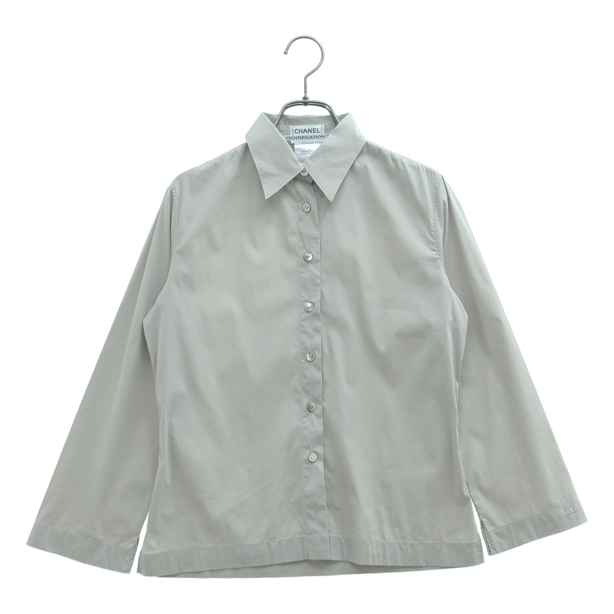 Chanel Logo Embroidery Shirt Gray 38