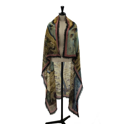 Gucci Map Pattern Large Format Scarf Multicolor