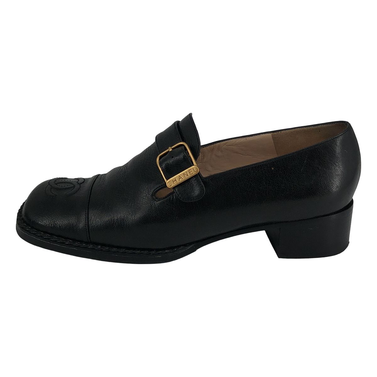 Chanel CC Logo Buckle Loafers Black — view 2