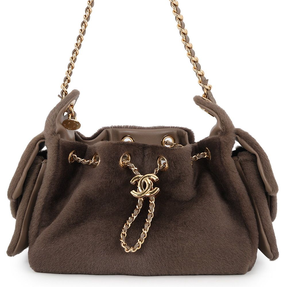 Chanel Chain Shoulder Bag 25 Mini CC Logo Calf Hair