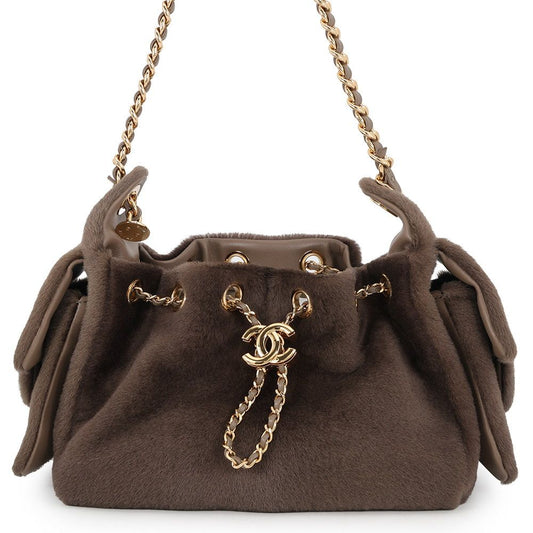 Chanel Chain Shoulder Bag 25 Mini CC Logo Calf Hair