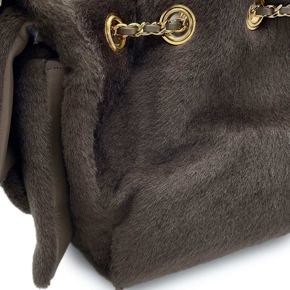 Chanel Chain Shoulder Bag 25 Mini CC Logo Calf Hair — view 6