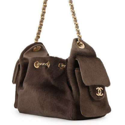 Chanel Chain Shoulder Bag 25 Mini CC Logo Calf Hair — view 2