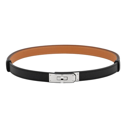 Hermes Kelly Belt 18 Black Silver Epsom