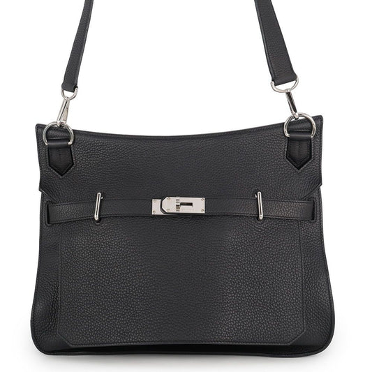 Hermes Shoulder Bag Jypsiere 34 Black Silver Taurillon Clemence