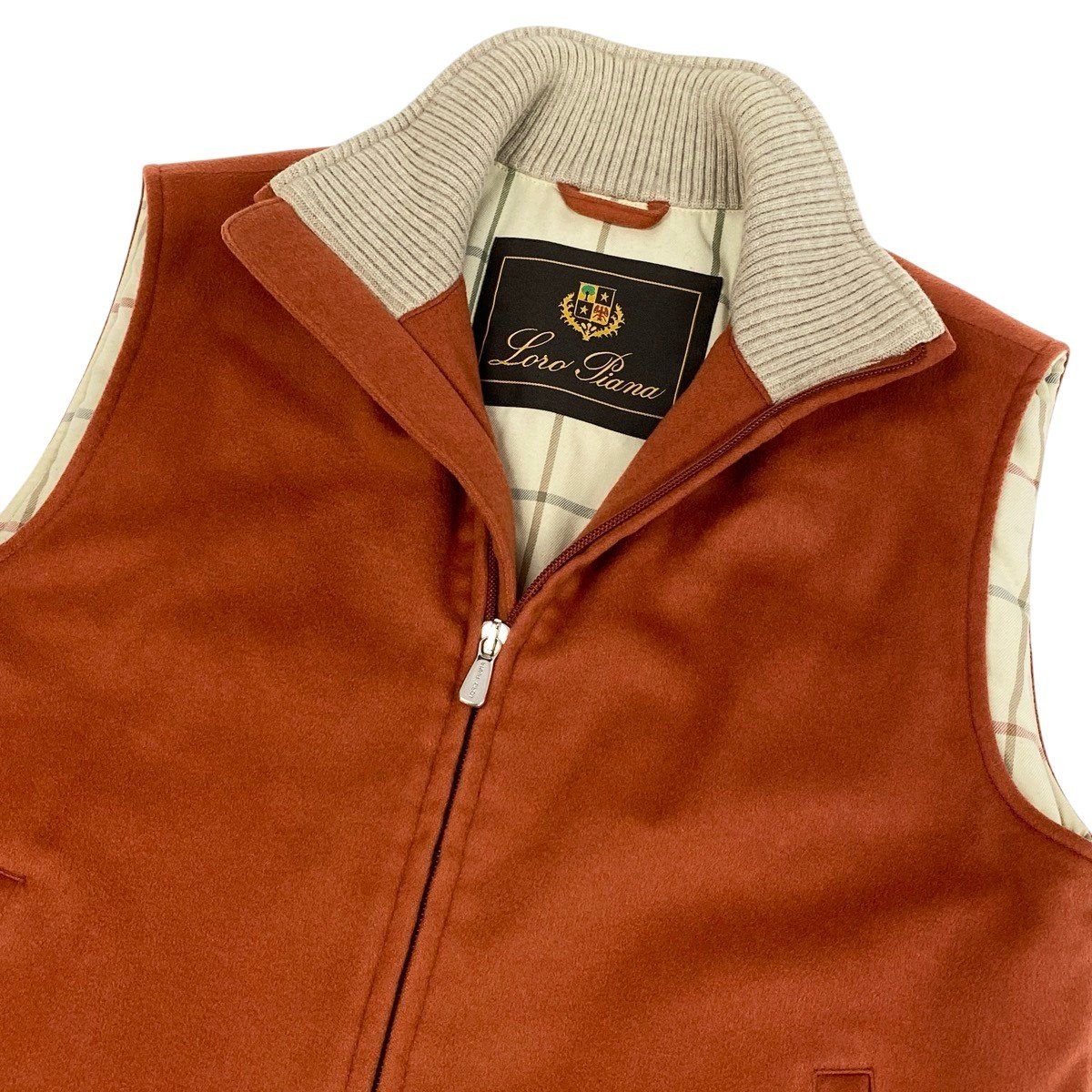 Loro Piana Stand Collar Cashmere Vest Orange 40 — view 5