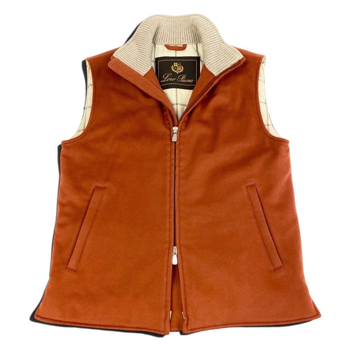 Loro Piana Stand Collar Cashmere Vest Orange 40 — view 2