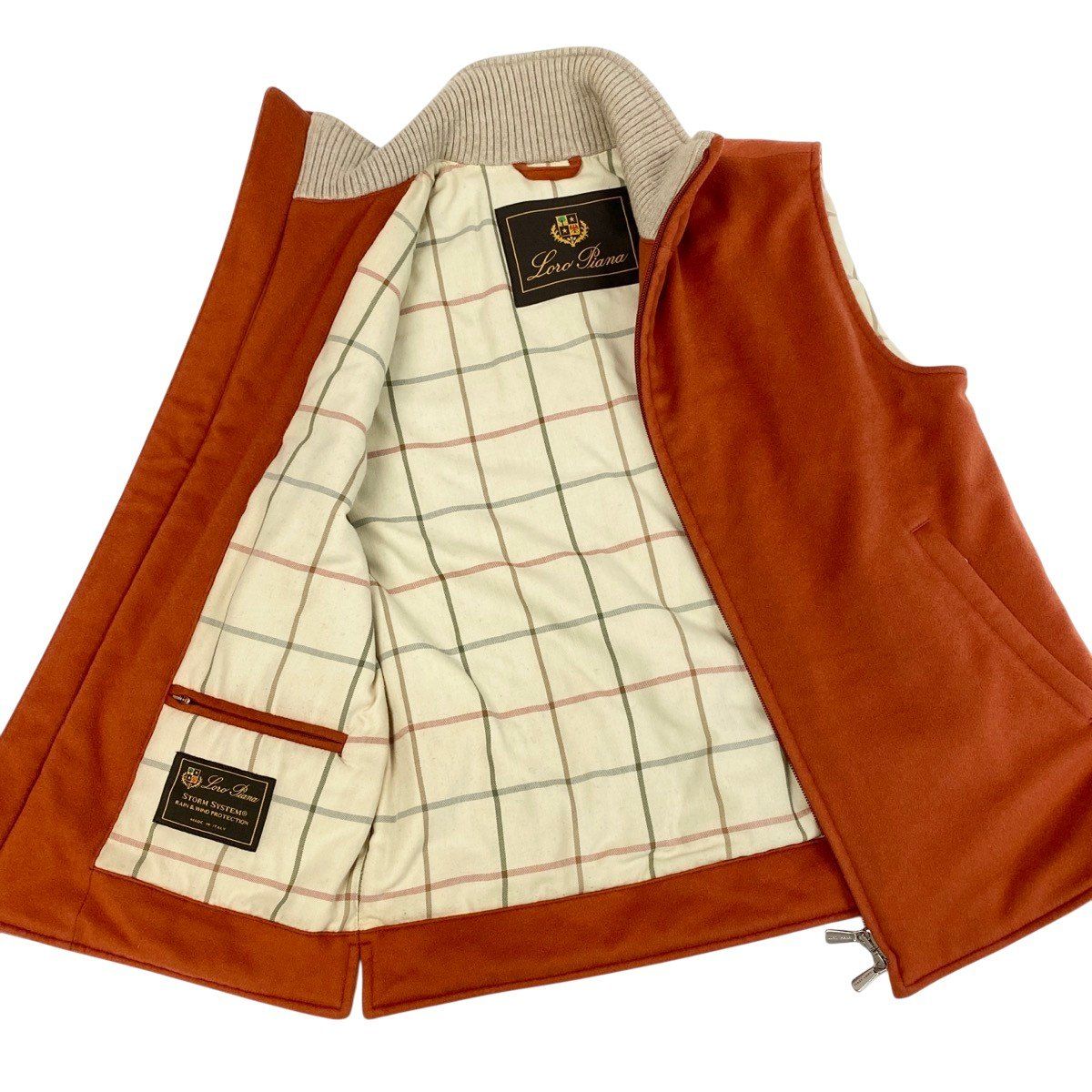 Loro Piana Stand Collar Cashmere Vest Orange 40 — view 4