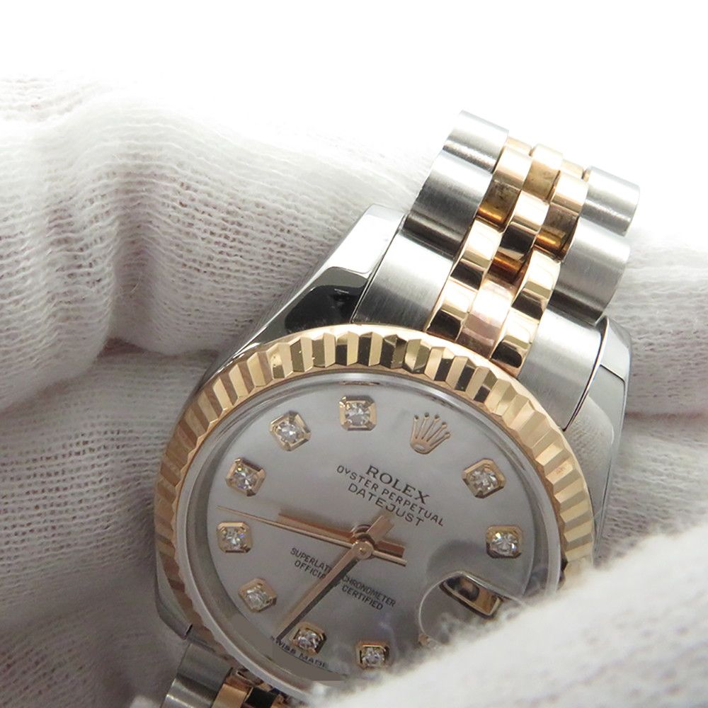 Rolex Datejust SS 18K Pink Gold Everose White Shell Dial Diamond — view 6